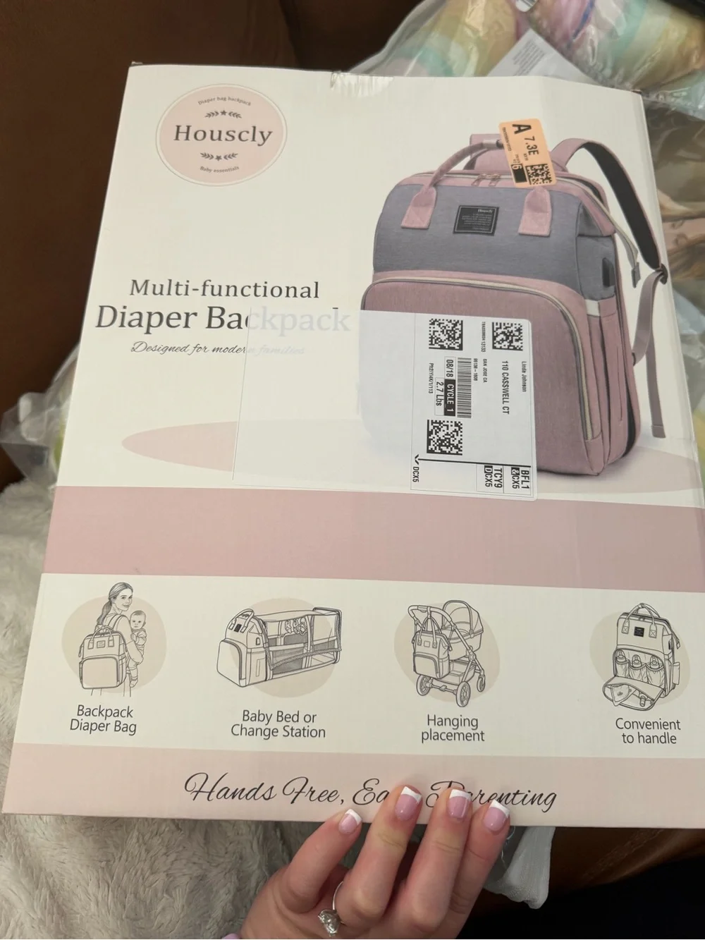 25L Diaper Bag Backpack in Dusty Pink - Organized Baby Travel Bag